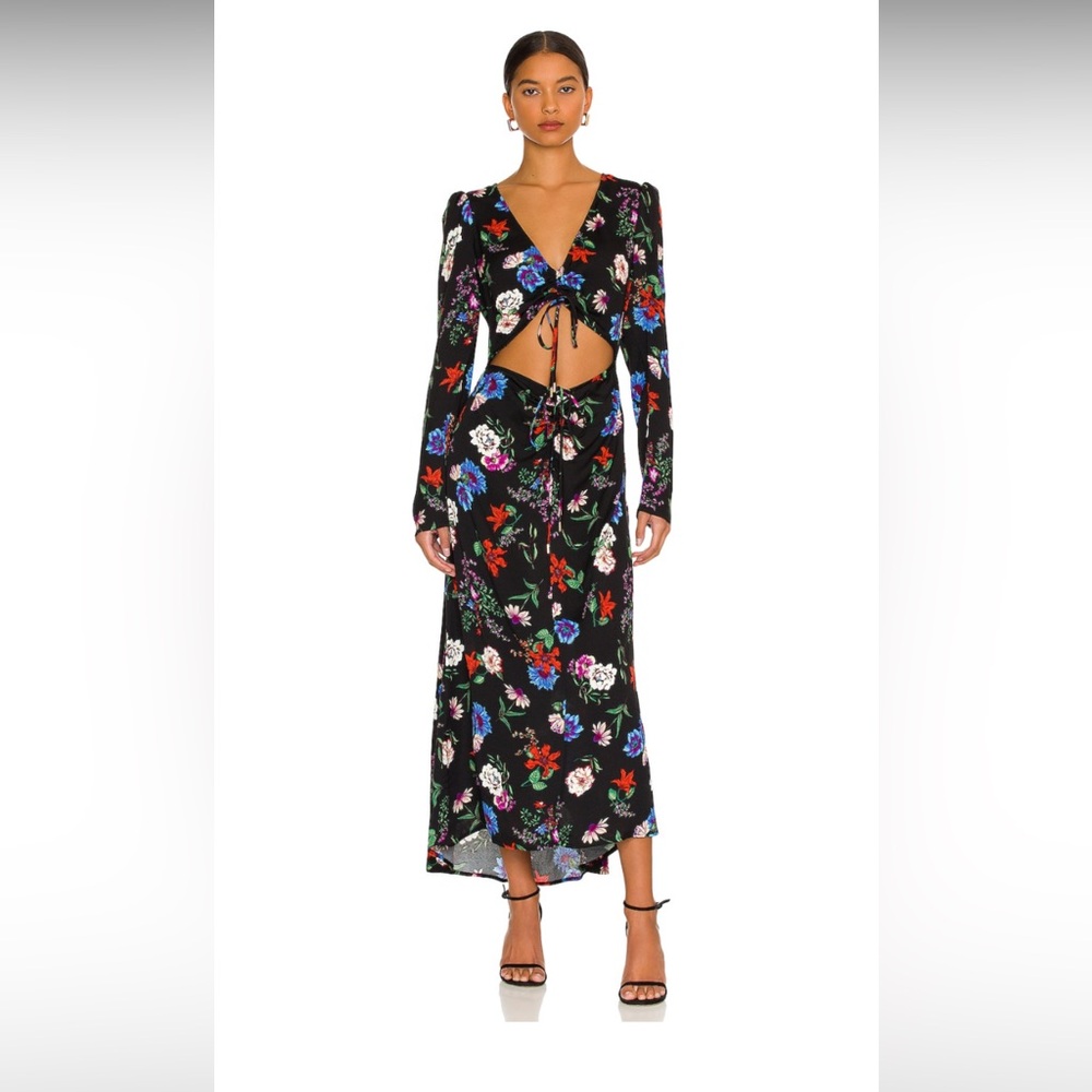 AFRM Midori Black Floral dress Size M